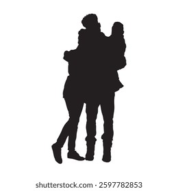 Family silhouette on a background, vector illustration