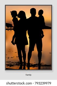 Family Silhouette on the sunrise background
