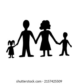 Family Silhouette On White Background Hand Stock Vector (Royalty Free ...