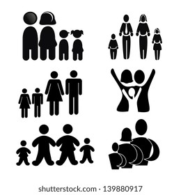 family silhouette over white background vector illustration