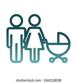 family silhouette parents and baby cart avatars