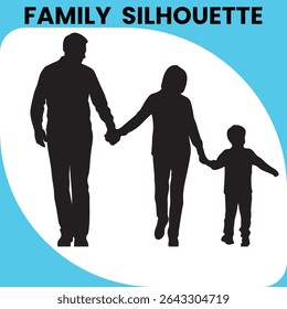 Family Silhouette, Parents and Children Together, family, silhouette, parents, children, mom, dad, kids, together, love, unity, group, people, walking, holding