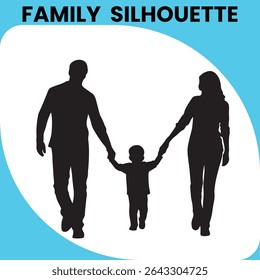 Family Silhouette, Parents and Children Together, family, silhouette, parents, children, mom, dad, kids, together, love, unity, group, people, walking, holding