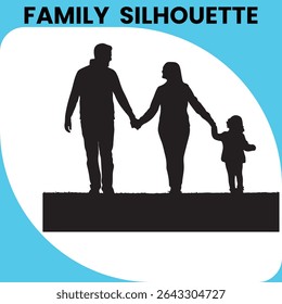 Family Silhouette, Parents and Children Together, family, silhouette, parents, children, mom, dad, kids, together, love, unity, group, people, walking, holding