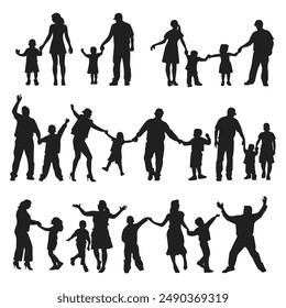  family silhouette set vector design