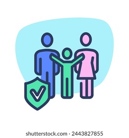 Family silhouette thin line icon. Protection, life, parents and kid outline sign. People insurance concept. Vector illustration symbol element for web design and apps