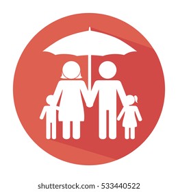 family silhouette with umbrella