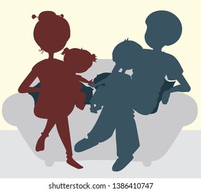 Family Silhouette. Vector 