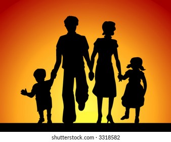 Family Silhouette - Vector