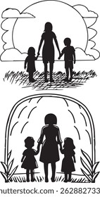 ilustração de arte vetorial da Silhueta da Família