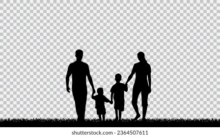 Family silhouette vector illustration on transparent background