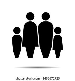 Family silhouette vector logotype. Community group icon. People generation abstract illustration.