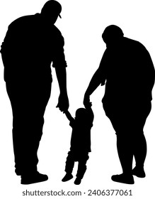 family silhouette vector on white background