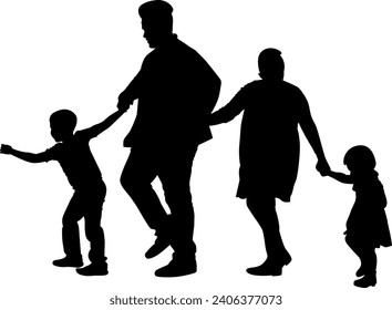 family silhouette vector on white background