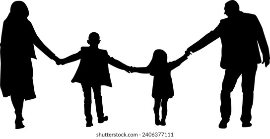 family silhouette vector on white background
