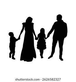 Family silhouette vector. silhouette of a family. silhouettes of people. group of people silhouettes