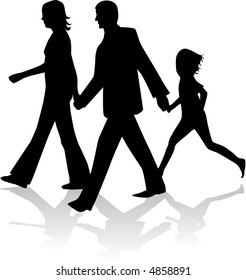 Family silhouette, vectors work