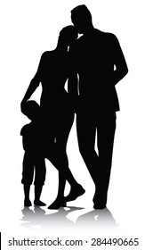 Family silhouette walking 