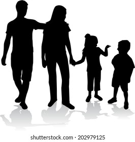 Family Silhouettes Stock Vector (Royalty Free) 202979125 | Shutterstock