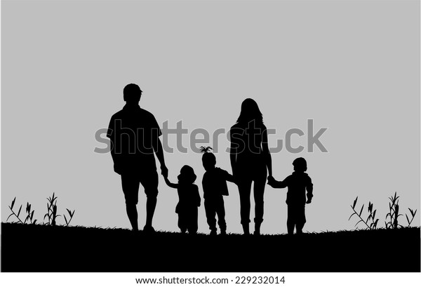 Family Silhouettes Stock Vector (royalty Free) 229232014