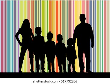 Family silhouettes . Abstract background.