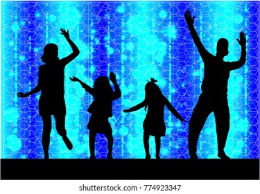 Family silhouettes . Abstract background.