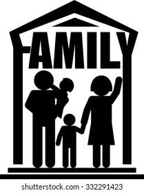 Family silhouettes design black and white