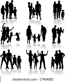 Family Silhouettes In different situations