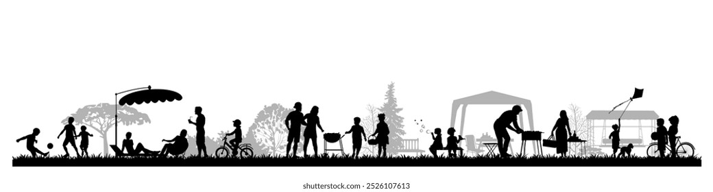 Family silhouettes. Groups of people, father, mother 