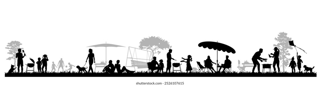 Family silhouettes. Groups of people, father, mother 