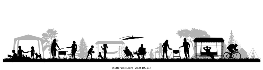 Family silhouettes. Groups of people, father, mother 