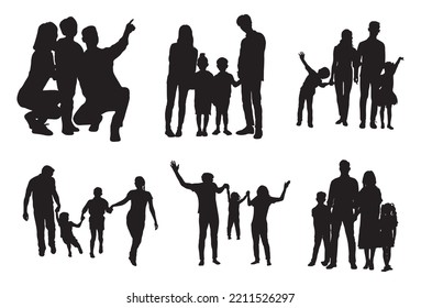 Family silhouettes, Happy family silhouette set.