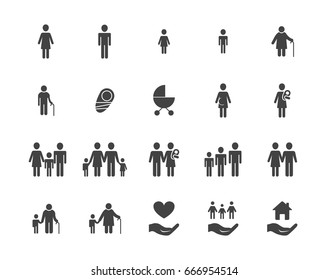 Family silhouettes icons set