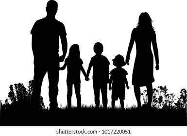 Family silhouettes in nature.