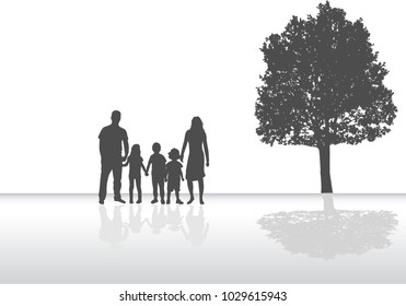 Family silhouettes in nature.