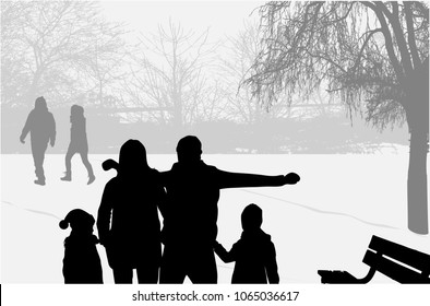 Family silhouettes in nature.