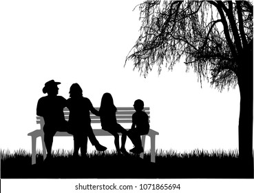 Family silhouettes in nature.