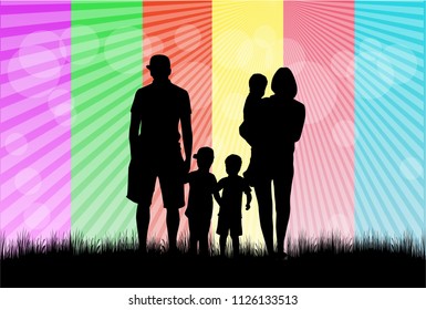 Family silhouettes in nature.