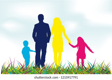 Family silhouettes in nature.