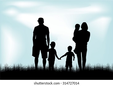 Family silhouettes in nature.