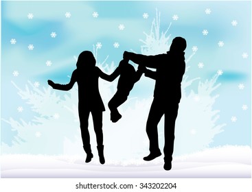 Family silhouettes in nature.