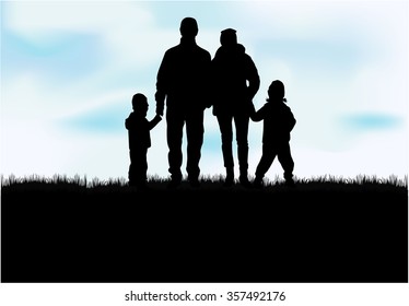 Family silhouettes in nature.