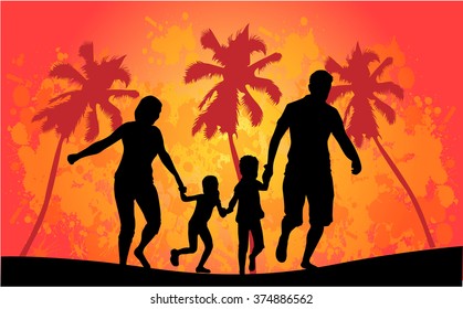 Family silhouettes in nature.