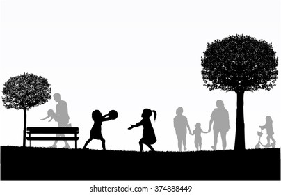 Family silhouettes in nature.