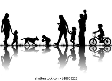 Family silhouettes in nature