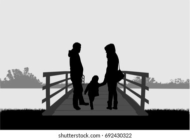 Family silhouettes in nature.