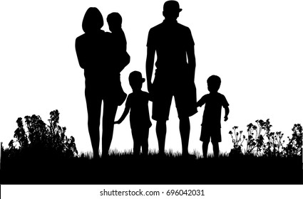 Family silhouettes in nature.