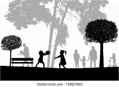 Family silhouettes in nature.