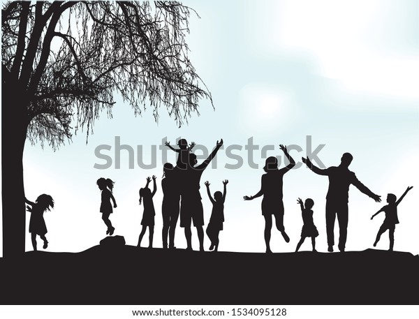 Family Silhouettes Nature Vector Work Stock Vector (Royalty Free ...