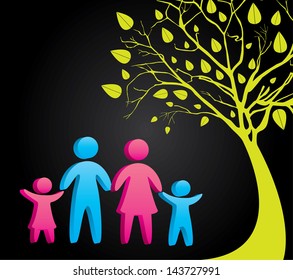 family silhouettes over black background vector illustration